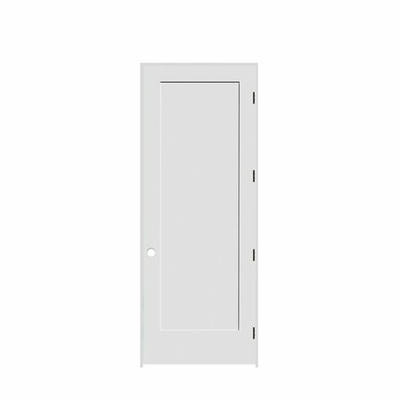 CODEL DOORS 34" x 96" x 1-3/8" Primed 1-Panel Interior Shaker 6-9/16" LH Prehung Door with Matte Black Hinges 2180pri8401LH10B6916